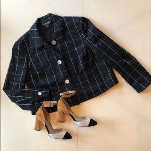 Brooks Brothers Black Windowpane Blazer Jacket 6P